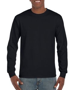 Gildan GI2400 - T-shirt da uomo a maniche lunghe in 100% cotone Nero