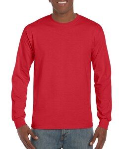 Gildan GI2400 - T-shirt da uomo a maniche lunghe in 100% cotone Rosso