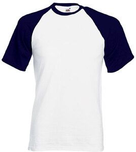 Fruit of the Loom SC61026 - T-shirt Baseball White/Deep navy