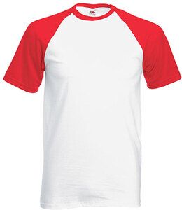 Fruit of the Loom SC61026 - T-shirt Baseball Bianco / Rosso