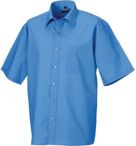 Russell Collection RU935M - Camicia uomo popeline maniche corte Corporate Blue