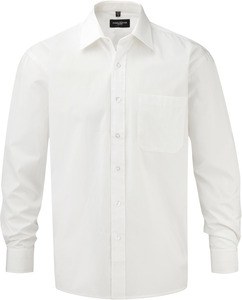 Russell Collection RU936M - Camicia Popeline puro cotone maniche lunghe Bianco