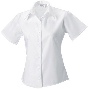 Russell Collection RU957F - Camicia donna Oxford maniche corte Bianco