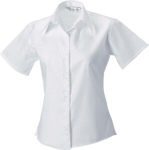Russell Collection RU957F - Camicia donna Oxford maniche corte Bianco