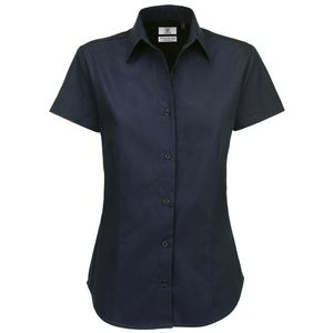 B&C B713F - Camicia donna maniche corte Sharp Twill Blu navy