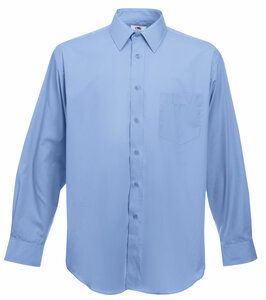 Fruit of the Loom SS118 - Camicia uomo in popeline maniche lunghe Mid Blue