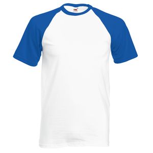 Fruit of the Loom SS026 - T-shirt Baseball White/ Royal Blue