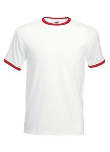 Fruit of the Loom SS168 - T-shirt Ringer White/ Red