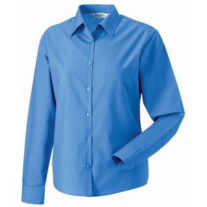 Russell Collection J934F - Camicia da donna, manica lunga - polycotton easycare poplin Corporate Blue