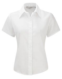 Russell Collection J957F - Camicia da donna anti stiro a manica corta Bianco