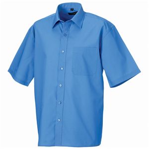 Russell Collection J935M - Camicia manica corta in popeline - easycare Corporate Blue