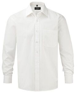 Russell Collection J936M - Camicia maniche lunghe in puro cotone poplin - easycare Bianco