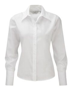 Russell Collection R-956F-0 - Camicia donna Ultimate maniche lunghe non-stiro Bianco