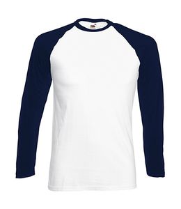 Fruit of the Loom 61-028-0 - T-shirt Baseball maniche lunghe White/Deep navy