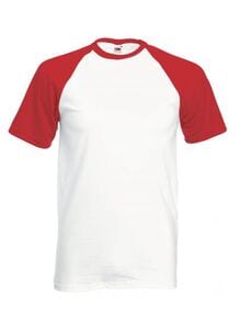 Fruit of the Loom 61-026-0 - T-shirt Baseball Bianco / Rosso