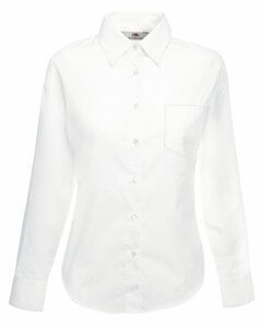 Fruit of the Loom 65-012-0 - Camicia donna in popeline maniche lunghe Bianco