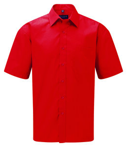 Russell Collection R-935M-0 - Camicia uomo popeline maniche corte Classic Red