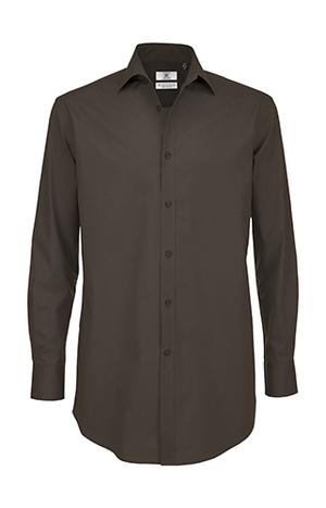 B&C SMP21 - Camicia uomo LS Poplin Black Tie Elastane