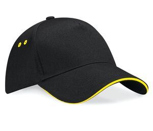 Beechfield BC15C - Cappellino con visiera sandwich a 5 pannelli Ultimate Contrast Black / Yellow