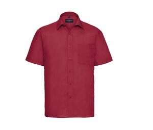 Russell Collection RU935M - Camicia uomo popeline maniche corte Classic Red