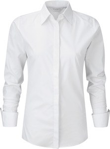 Russell Collection RU960F - Camicia donna Ultimate Stretch maniche lunghe Bianco
