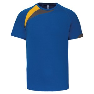 ProAct PA437 - T-SHIRT SPORT BAMBINO MANICHE CORTE Sporty Royal Blue / Sporty Yellow / Storm Grey