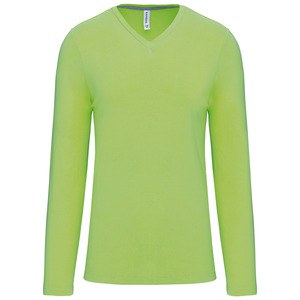 Kariban K358 - T-SHIRT UOMO MANICHE LUNGHE SCOLLO A V Verde lime