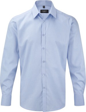 Russell Collection RU962M - Camicia uomo maniche lunghe Herringbone