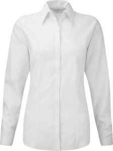 Russell Collection RU962F - Camicia donna Oxford maniche lunghe Bianco