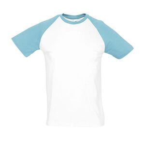 SOL'S 11190 - Funky T Shirt Uomo Bicolore Manica Corta A Raglan Bianco / Blu atollo