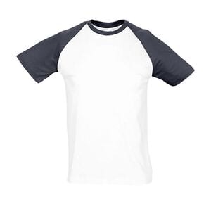 SOL'S 11190 - Funky T Shirt Uomo Bicolore Manica Corta A Raglan Bianco / Blu navy