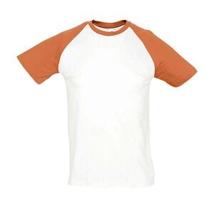 SOL'S 11190 - Funky T Shirt Uomo Bicolore Manica Corta A Raglan Bianco / Arancio