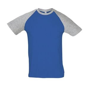 SOL'S 11190 - Funky T Shirt Uomo Bicolore Manica Corta A Raglan Grigio medio melange / Blu royal