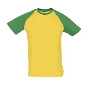 SOL'S 11190 - Funky T Shirt Uomo Bicolore Manica Corta A Raglan Giallo / Verde prato