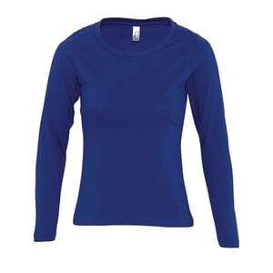 SOL'S 11425 - MAJESTIC T Shirt Donna Girocollo Manica Lunga Blu coloniale