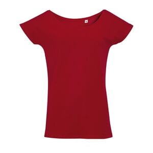 SOL'S 11398 - MARYLIN T Shirt Lunga Donna Manica Corta Kimono Rosso tango