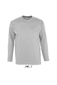 SOL'S 11420 - MONARCH T Shirt Uomo Girocollo Manica Lunga Grigio medio melange