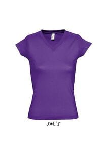 SOL'S 11388 - MOON T Shirt Donna Scollo A "V" Viola scuro