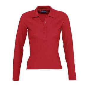 SOL'S 11317 - PODIUM Polo Donna Manica Lunga Rosso