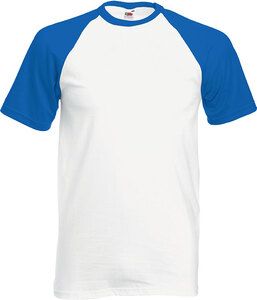 Fruit of the Loom SC61026 - T-shirt Baseball Bianco / Blu royal