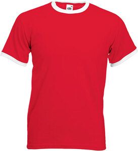Fruit of the Loom SC61168 - T-shirt da uomo bicolore Rosso / Bianco