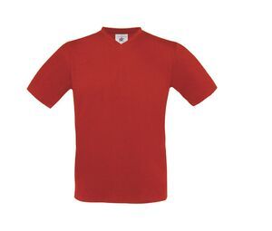 B&C BC163 - Maglietta da uomo con scollo a V 100% cotone Rosso