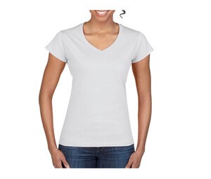 Gildan GN647 - Maglietta da donna con scollo a V 100% cotone Bianco