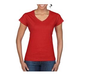 Gildan GN647 - Maglietta da donna con scollo a V 100% cotone Rosso