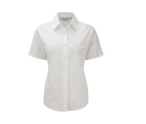 Russell Collection JZ33F - Camicia da donna in cotone Oxford Bianco
