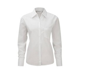 Russell Collection JZ34F - Camicia da donna in popeline Bianco