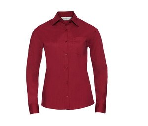 Russell Collection JZ34F - Camicia da donna in popeline Classic Red