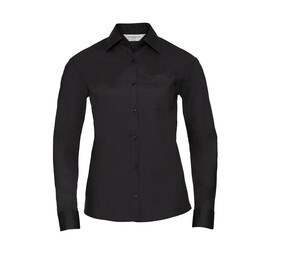 Russell Collection JZ34F - Camicia da donna in popeline Nero