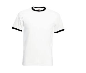 Fruit of the Loom SC245 - T-shirt da uomo Ringer 100% cotone Bianco / Nero