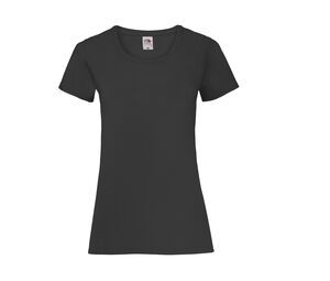 Fruit of the Loom SC600 - T-shirt da donna in cotone Lady-Fit Nero